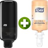 1 Ad. Tork Sabun Dispenseri Siyah 561508 + 1 Litre Tork Luxury Sıvı Sabun Hediyeli