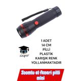 1 Adet 14 cm Pilli Plastik El Feneri Karışık Renk Yollanmaktadır