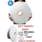 1 Adet 20 Metre Uzunluğunda 1,sınıf Kaliteli Çift Taraflı Bant Ofis Salon Çerçeve Kırtasiye Bantlama - Beyaz