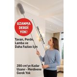 1 Adet 280 Cm Uzayabilir Mikrofiber Yumuşak Başlıklı Toz Alma Püskülü Gri Renk Temizlik Fırçası