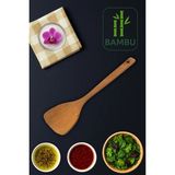 1 Adet 30 cm Vernikli Doğal Bambu Spatula – Tava Dostu, Ergonomik ve Dayanıklı - Ahşap
