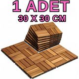 1 adet 30x30 cm Tik Karo Deck Teak Yer Karosu Masif Ahşap Sudan Etkilenmez Bahçe Banyo Parkesi Kahverengi