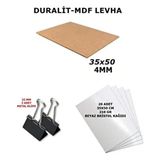 1 Adet 35X50 cm 4mm Duralit, 2 Adet 32 mm Klips Ve 20 Adet Beyaz Bristol 210 gr