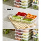 1 Adet 4 Bolmeli Kapakli Beslenme Kutusu - Piknik Kahvalti Saklama Kabi