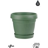 1 Adet 5,5 Litre Mono Saksı Tabaklı Drenaj Delikli Plastik Çiçek Saksısı - 5,5L - Yeşil