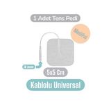 1 Adet 5X5 Cm Kablolu Tens Pedi - Soketli Tens Elektrodu - Tens Elektrot Pedi