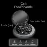 1 Adet 60w Hızlı Şarj Çoklu Usb Kablo Seti Type C, Lightning, Micro Uyumlu, Telefon Standlı -