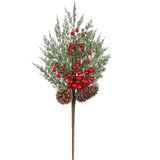 1 Adet 70 cm Kokina Yılbaşı Ağacı Süsü - Şans Çiçeği Red Berry Dalı