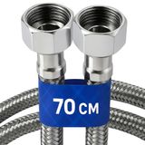 1 Adet 70 cm Paslanmaz Çelik Örgülü Flex Hortum – 3/8"x3/8" Klozet ve Taharet Musluğu Bağlantı Hortumu, Yüksek Dayanıklı ve Sızdırmaz