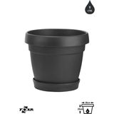 1 Adet 9 Litre Mono Saksı Tabaklı Drenaj Delikli Plastik Çiçek Saksısı - 9L - Antrasit