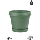 1 Adet 9 Litre Mono Saksı Tabaklı Drenaj Delikli Plastik Çiçek Saksısı - 9L - Yeşil