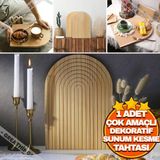 1 Adet Ahşap Bambu Gökkuşağı Sunum Tepsisi | Oyuklu Dekoratif Kesme ve Sunum Tahtası