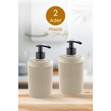 1 Adet Akrilik Sıvı Sabunluk Mutfak Banyo Sabunluk Seti- 500 ml Cam Değildir- Bej