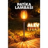 1 Adet Alev Efektli Bahçe Lambası Solar Güneş Enerjili Otomatik Fotoselli Bahçe Patika Lambası H12