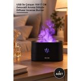 1 Adet Alev Görünümlü Buhurdanlık Difüzörü Usb İle Çalışan 10x17 Cm Dekoratif Aroma Difüzör Diffuser Incense Burner