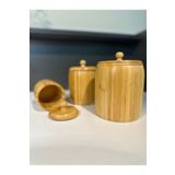 1 Adet Bambu Ahsap Kavanoz - Saklama Kabi- Baharatlik (11 X 8 Cm)
