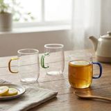 1 Adet Borosilikat Cam Kupa (380 Ml) - 3 Farklı Renkli Isıya Dayanıklı Şeffaf Çay Ve Kahve Fincanı Şık Kulplu Minimalist Kupa Bardak (Asorti)