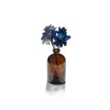 1 Adet Cam Amber Mini Vazo 9 cm Ve Mavi Mini Çiçek Küçük Dekoratif Obje