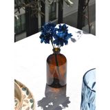 1 Adet Cam Amber Mini Vazo 9 cm Ve Mavi Mini Çiçek Küçük Dekoratif Obje