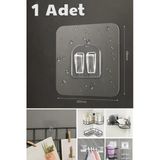 1 Adet Delmeden Asma Aparatı Şeffaf Güçlü Yapışkanlı Askı Çiftli Kanca Mutfak Banyo Organizer 11 Cm