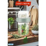 1 Adet Diyet & Kahvaltı Için Çatal & Kaşıklı Kapaklı Yoğurt Müsli Salata Meyve Saklama Kabı - 800 ml