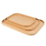 1 Adet Doğal Bambu 3'lü Çay Ve Sunum Tepsisi Seti – Modern Ve Şık Tasarım 33x22 & 40x28 & 46x35 Cm