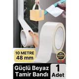 1 Adet Ekstra Güçlü Dayanıklı Su Geçirmez Sızdırmaz Yalıtım Izolasyon Beyaz Tamir Bandı 10 mt 48 mm