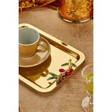 1 Adet Elegante Gold Serisi Duo Bacche Rosso Kulp Desenli Sunum Tepsisi Söz Nişan Tepsisi 22X16CM