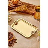 1 Adet Elegante Gold Serisi Duo Bella Flora Kulp Desenli Sunum Tepsisi Söz Nişan Tepsisi 22X16CM