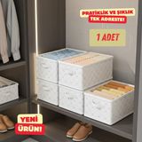 1 Adet FIYONK-45CMX25CMX20-DOLAP Içi Düzenleyici,raf Düzenleyici,katlanabilir Kıyafet Saklama Kutusu - 1BW-Beyaz