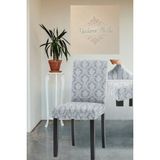 1 Adet Gri Jakarlı Şal Desen Esnek Lastikli Yıkanabilir Tüylenmez Sandalye Örtüsü - 45 x 45 cm