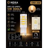 (1 Adet) Heka 5W Günışığı (3000K) G9 Duylu Dim Edilebilir Led Kapsül Ampul