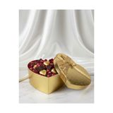 1 Adet Kabartmalı Gold Deri Görünümlü Kalpli Hediye Kutusu 22x21 cm 087