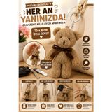 1 Adet Kahverengi Peluş Ayıcık Anahtarlık 15x8 cm Çanta Sırt Çantası Anahtar Aksesuar Sevimli Fiyonk