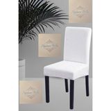 1 Adet Kare Desen Beyaz Sandalye Kılıfı, Lastikli Tüylenmez Yıkanabilir 45 x 45 x 60 Ölç Sandalye Örtsü - 45 x 45 cm