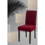 1 Adet Kare Desen Bordo Sandalye Kılıfı, Lastikli Tüylenmez Yıkanabilir 45 x 45 x 60 Ölç Sandalye Örtsü - 45 x 45 cm