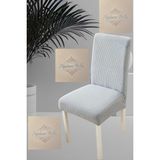 1 Adet Kare Desen Gri Sandalye Kılıfı, Lastikli Tüylenmez Yıkanabilir 45 x 45 x 60 Ölç Sandalye Örtsü - 45 x 45 cm