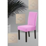 1 Adet Kare Desen Pudra Sandalye Kılıfı, Lastikli Tüylenmez Yıkanabilir 45 x 45 x 60 Ölç Sandalye Örtsü - 45 x 45 cm - Pembe