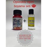 1 Adet Kırmızı Rich Kumaş Boyası+Kumaş Boyası Sabitleme (Öpücüklü Tişört Boyası Özel Set)