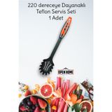 1 Adet Kırmızı Yanmaz Yapışmaz Teflon Servis Seti 220 ° Dayanıklı Makarna Kaşığı OPH-000801