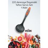 1 Adet Kırmızı Yanmaz Yapışmaz Teflon Servis Seti 220 ° Dayanıklı Makarna Kevgir
