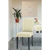 1 Adet Krem Jakarlı Şal Desen Esnek Lastikli Yıkanabilir Tüylenmez Sandalye Örtüsü - 45 x 45 cm