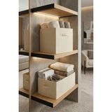 1 Adet Krem Kapaksız Kutu ve 1 Adet Krem Dikdörtgen Dolap Içi Düzenleyici Minimalist Organizer Set
