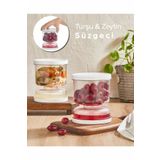 1 Adet Kum Saati Süzgeçli Turşu Peynir Zeytin Saklama Kabı 1.5L