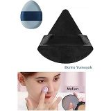 1 Adet Mini 1 Adet Üçgen Kozmetik Puf Parmak Yüz Makyaj Sünger Göz Altı Kapatıcı Kuru Islak Bez Süngeri (Mavi)