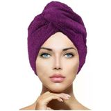1 Adet Mor Mikrofiber Düğmeli Lastikli Banyo Pilaj Havuz Saç Bonesi Saç Havlusu