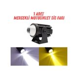 1 Adet Motosiklet Scooter Atv Uyumlu Mercekli Sis Farı Sarı-Beyaz Çift Renk 12V 50W