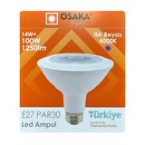 (1 Adet) Osaka 14W (100W) Ilık Beyaz (Günışığı) (4000K) E27 Duylu (Kalın Duy) Led Par30 Ampul