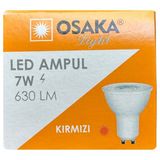 (1 Adet) Osaka 7W Kırmızı Işık Gu10 Duylu Led Çanak Ampul
