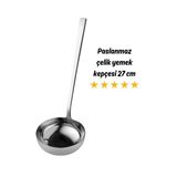 1 Adet Paslanmaz Çelik Çorba Kepçesi, 18/10 Çelik, 27 cm